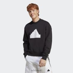 Adidas Trainers 8NL885089 Adidas Men Future Icons Badge of Sport Crew Sweatshirt Black Black/White