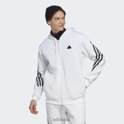 Adidas Trainers 8NL885105 Adidas Men Hot White Future Icons 3-Stripes Full-Zip Hoodie White