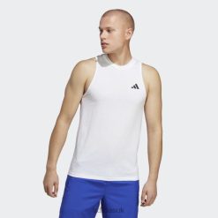 Adidas Trainers 8NL885621 Adidas Men White Train Essentials Feelready Training Sleeveless Tee White/Black