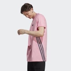 Adidas Trainers 8NL885625 Adidas Men Stylish Pink Future Icons 3-Stripes Tee Adidas Pink