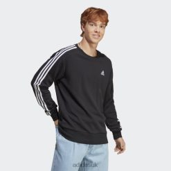 Adidas Trainers 8NL885661 Adidas Men Black Essentials French Terry 3-Stripes Sweatshirt Adidas Black