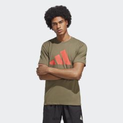 Adidas Trainers 8NL885841 Adidas Men Olive Train Essentials Feelready Logo Training Tee Adidas Olive/Red
