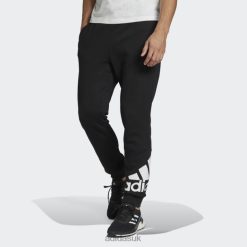 Adidas Trainers 8NL886553 Adidas Men Essentials Fleece Tapered Cuff Logo Pants Black Black/White