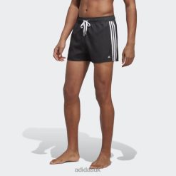 Adidas Trainers 8NL886669 Adidas Men Black 3-Stripes CLX Swim Shorts Adidas Black/White