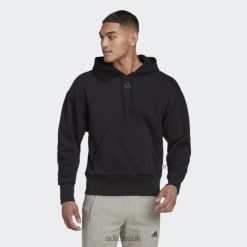 Adidas Trainers 8NL886705 Adidas Men Black Studio Lounge Fleece Hoodie Adidas Black