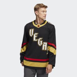 Adidas Trainers 8NL886817 Adidas Men Golden Knights Authentic Reverse Retro Wordmark Jersey Black Black