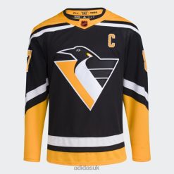 Adidas Trainers 8NL886821 Adidas Men Black Penguins Crosby Authentic Reverse Retro Wordmark Jersey Black
