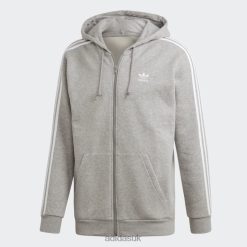 Adidas Trainers 8NL886921 Adidas Men Medium Grey 3-Stripes Hoodie Adidas Medium Grey