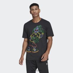 Adidas Trainers 8NL886969 Adidas Men Black Disney Mickey and Friends Goofy Tee Adidas Black