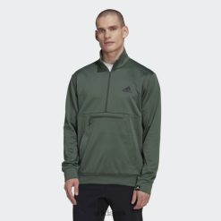 Adidas Trainers 8NL887121 Adidas Men Green Oxide AEROREADY Game and Go Small Logo Half-Zip Top Green Oxide/Black