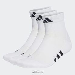 Adidas Trainers 8NL887425 Adidas Unisex White Performance Cushioned Mid-Cut Socks 3 Pairs Adidas White