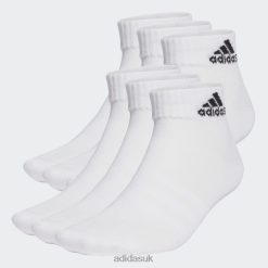 Adidas Trainers 8NL887665 Adidas Unisex White Thin and Light Sportswear Ankle Socks 6 Pairs Adidas White/Black