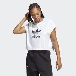 Adidas Trainers 8NL888901 Adidas Women White Adicolor Classics Short Trefoil Tee Adidas White