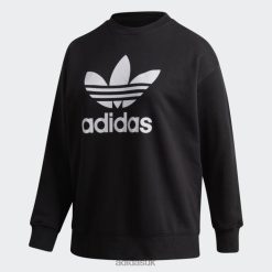 Adidas Trainers 8NL888929 Adidas Women Trefoil Crew Sweatshirt (Plus Size) Black Black/White