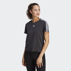 Adidas Trainers 8NL888945 Adidas Women Black AEROREADY Train Essentials 3-Stripes Tee Black/White