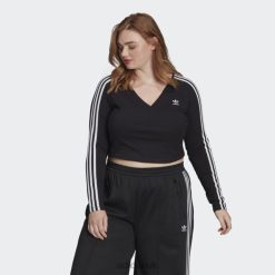 Adidas Trainers 8NL889173 Adidas Women Black Adicolor Classics Long Sleeve Tee (Plus Size) Black