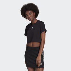 Adidas Uk 8NL8810342 Adidas Women Black Adicolor Essentials Cropped Tee Black