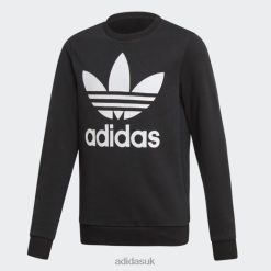 Adidas Uk 8NL8811674 Adidas Kids Black Trefoil Crew Sweatshirt Black/White