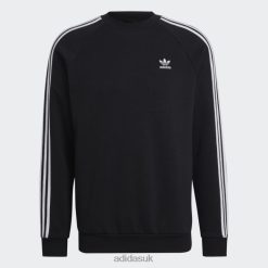 Adidas Uk 8NL881262 Adidas Men Adicolor Classics 3-Stripes Crew Sweatshirt Black Black