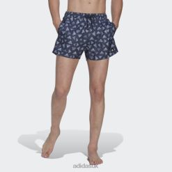 Adidas Uk 8NL8814038 Adidas Men Navy Logo Print CLX Swim Shorts Very Short Length Navy/Blue Dawn
