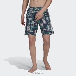 Adidas Uk 8NL8814158 Adidas Men Navy Seasonal Floral Beach Tech Shorts Navy/Silver Green