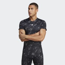 Adidas Uk 8NL8814298 Adidas Men Techfit Allover Print Training T-Shirt Black Adidas Black
