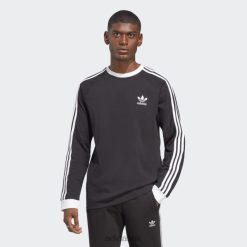 Adidas Uk 8NL8814478 Adidas Men Adicolor Classics 3-Stripes Long-Sleeve Top Black Adidas Black