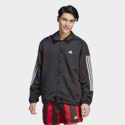 Adidas Uk 8NL885014 Adidas Men Black Satin Coaches Jacket Black