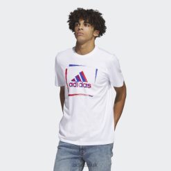 Adidas Uk 8NL885346 Adidas Men Two-Tone Stencil Short Sleeve Graphic Tee White Adidas White