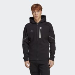 Adidas Uk 8NL885386 Adidas Men Black Designed for Gameday Full-Zip Hoodie Black